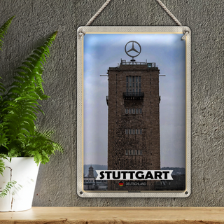 Blechschild Städte Stuttgart Bahnhofsturm Architektur 20x30cm