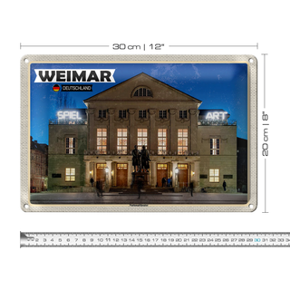 Blechschild Städte Weimar Nationaltheater Mittelalter 30x20cm