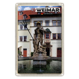 Blechschild Städte Weimar Neptunbrunnen Architektur 20x30cm