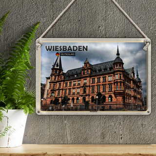 Blechschild Städte Wiesbeden Marktkirche Mittelalter 30x20cm