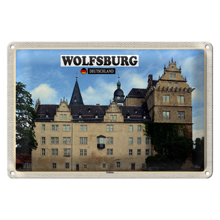 Blechschild Städte Wolfsburg Schloss Gemälde 30x20cm