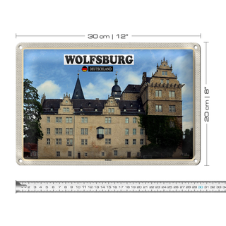 Blechschild Städte Wolfsburg Schloss Gemälde 30x20cm