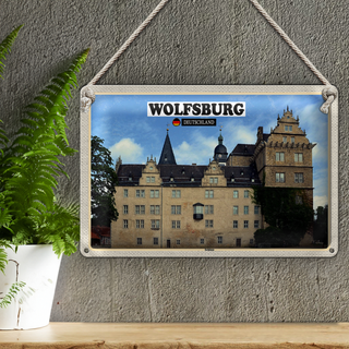 Blechschild Städte Wolfsburg Schloss Gemälde 30x20cm
