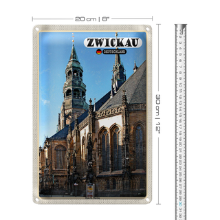 Blechschild Städte Zwickau Dom St. Marien Kirche 20x30cm