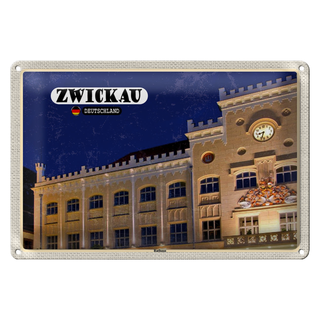 Blechschild Städte Zwickau Rathaus Architektur 30x20cm