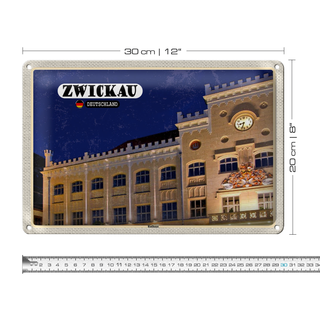 Blechschild Städte Zwickau Rathaus Architektur 30x20cm