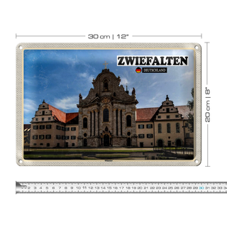 Blechschild Städte Zwiefalten Münster Gebäude 30x20cm
