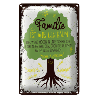Blechschild Spruch Familie ist Baum halten alles Zusammen 20x30cm