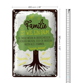 Blechschild Spruch Familie ist Baum halten alles Zusammen 20x30cm