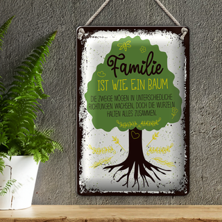 Blechschild Spruch Familie ist Baum halten alles Zusammen 20x30cm
