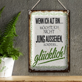 Blechschild Spruch ich alt möchte jung glücklich 20x30cm