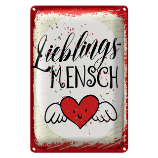 Blechschild Spruch Lieblingsmensch Herz Engel 20x30cm