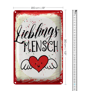 Blechschild Spruch Lieblingsmensch Herz Engel 20x30cm