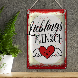 Blechschild Spruch Lieblingsmensch Herz Engel 20x30cm