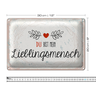 Blechschild Spruch Du mein Lieblingsmensch Herz 30x20cm