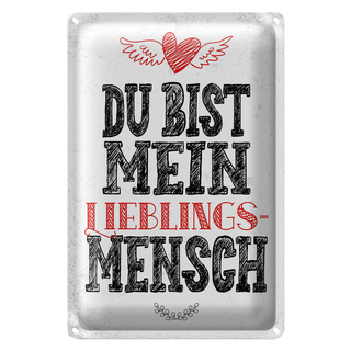 Blechschild Spruch Du bist Lieblingsmensch mein Engel 20x30cm