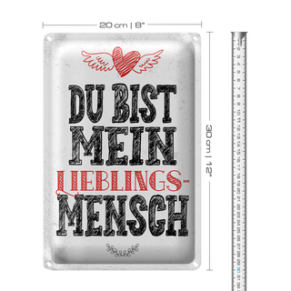 Blechschild Spruch Du bist Lieblingsmensch mein Engel 20x30cm