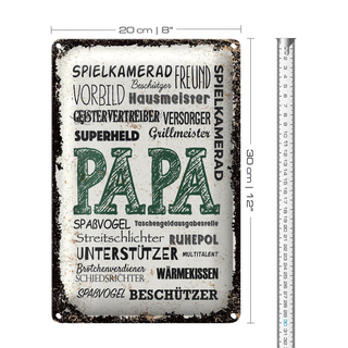 Blechschild Spruch Papa Spielkamerad Beschützer Freund 20x30cm