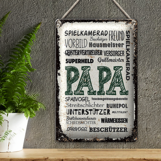 Blechschild Spruch Papa Spielkamerad Beschützer Freund 20x30cm