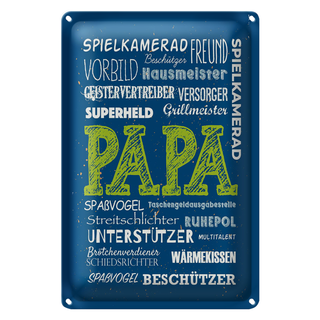 Blechschild Spruch Papa Superheld Vorbild Beschützer 20x30cm
