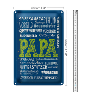 Blechschild Spruch Papa Superheld Vorbild Beschützer 20x30cm