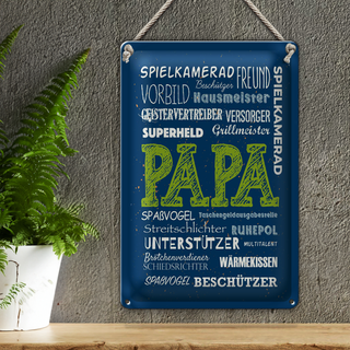 Blechschild Spruch Papa Superheld Vorbild Beschützer 20x30cm