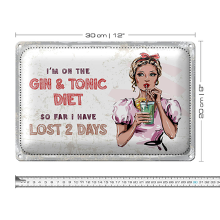 Blechschild Spruch I`m on the Gin & Tonic Diet 30x20cm