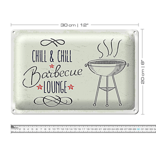 Blechschild Spruch Chill & Chill Barbecue Lounge 30x20cm