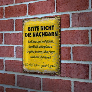 Blechschild Spruch lustig Bitte nicht Nachbarn stören 20x30cm