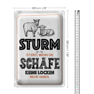Blechschild Spruch lustig Sturm wenn Schafe Locken 20x30cm