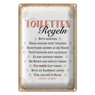 Blechschild Spruch Toiletten Regeln bitte hinsetzen 20x30cm