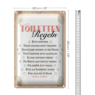 Blechschild Spruch Toiletten Regeln bitte hinsetzen 20x30cm