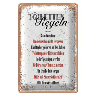 Blechschild Spruch lustig Toiletten Regeln 20x30cm