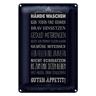 Blechschild Spruch Hände waschen kein toben 20x30cm