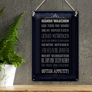 Blechschild Spruch Hände waschen kein toben 20x30cm