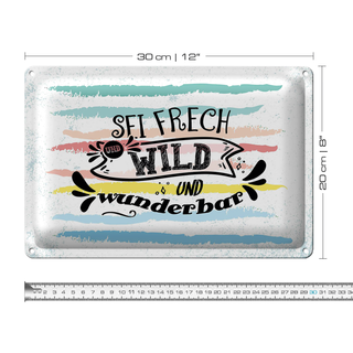 Blechschild Spruch Sei frech wild wunderbar 30x20cm