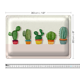 Blechschild Spruch 5 Kakteen Blumentopf Kaktus 30x20cm