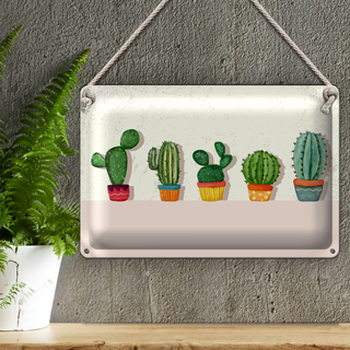 Blechschild Spruch 5 Kakteen Blumentopf Kaktus 30x20cm
