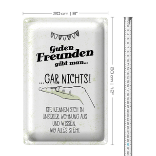 Blechschild Spruch Guten Freunden gibt man nichts! 20x30cm