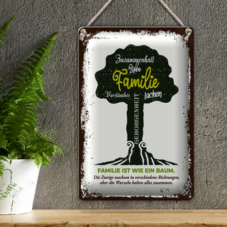 Blechschild Spruch Familie ist wie ein Baum 20x30cm