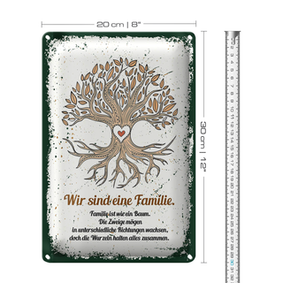 Blechschild Spruch Wir sind Familie alles zusammen 20x30cm