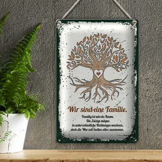 Blechschild Spruch Wir sind Familie alles zusammen 20x30cm