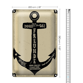 Blechschild Spruch Freunde Anker Trost Halt Sicherheit 20x30cm