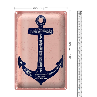 Blechschild Spruch Freunde Anker sind immer da 20x30cm