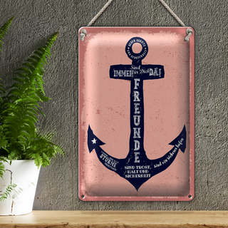 Blechschild Spruch Freunde Anker sind immer da 20x30cm