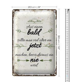 Blechschild Spruch aus BALD sollte JETZT bevor NIE 20x30cm
