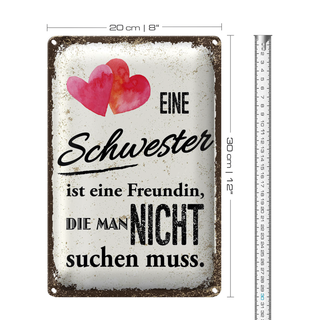 Blechschild Spruch Schwester ist eine Freundin Herz 20x30cm