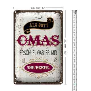 Blechschild Spruch Gott gab mir die beste Oma 20x30cm