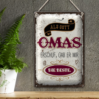 Blechschild Spruch Gott gab mir die beste Oma 20x30cm