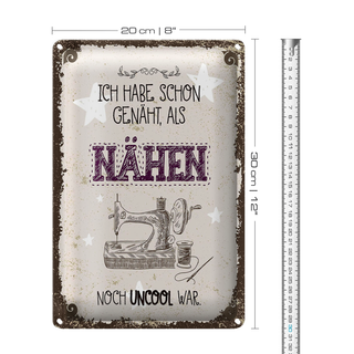 Blechschild Spruch NÄHEN ich habe schon genäht 20x30cm
